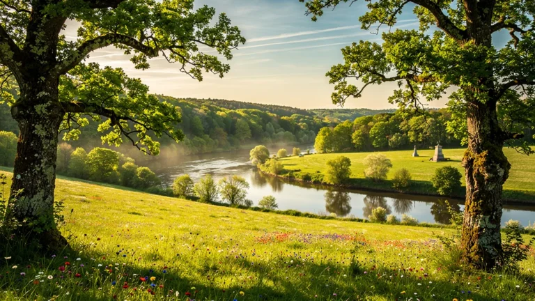 Paysage vivant et lumineux de la Meuse éclipsé par le tourisme de mémoire, nature et verdure en avant-plan