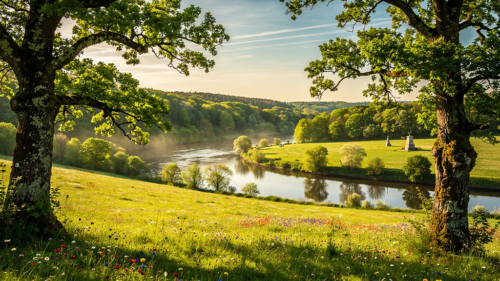 Paysage vivant et lumineux de la Meuse éclipsé par le tourisme de mémoire, nature et verdure en avant-plan