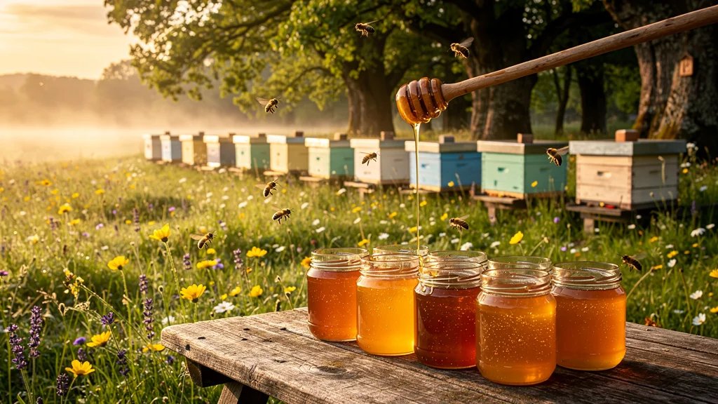 Matinée chez un apiculteur meusien avec ruches, fleurs sauvages et miel doré pour un petit-déjeuner transformé